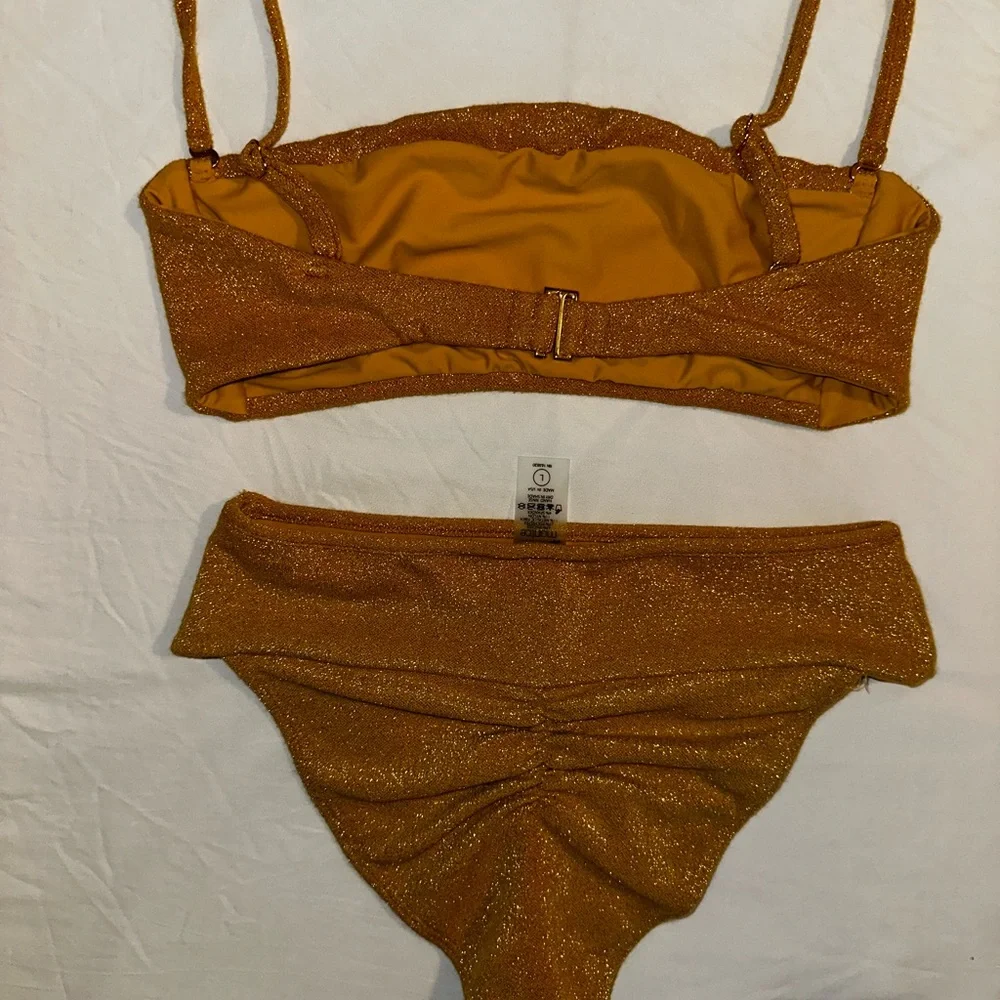 Montce Gold High-Waist Bandeau Bikini